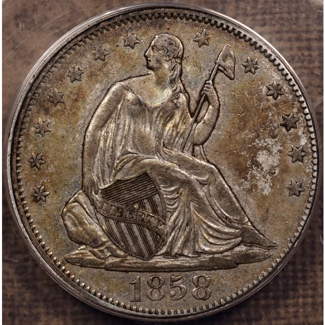 1858 Liberty Seated Half Dollar ANACS AU50