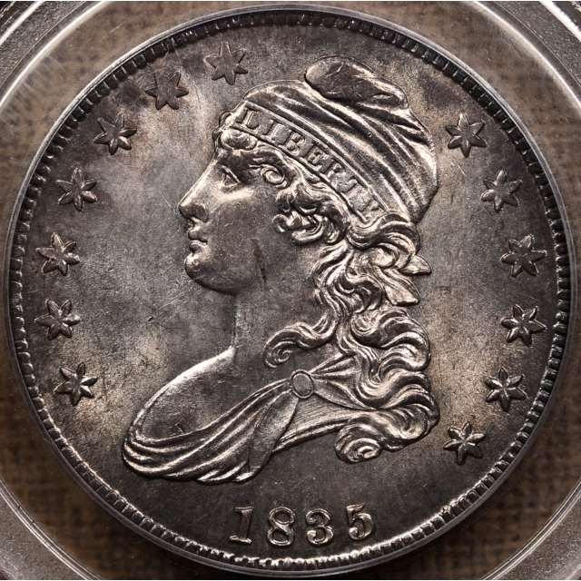 1835 O.104 R4- Capped Bust Half Dollar PCGS MS60 CAC, Nicest 60 we've ever seen!