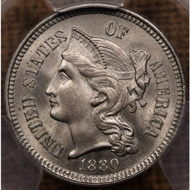 1880 Three Cent Nickel PCGS MS65 CAC