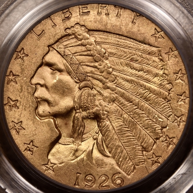 1926 $2.50 Indian Head PCGS MS63 CAC