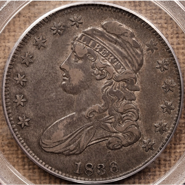 1836 O.111 R4- Lettered Edge Capped Bust Half Dollar PCGS XF40 CAC, ex. Brunner