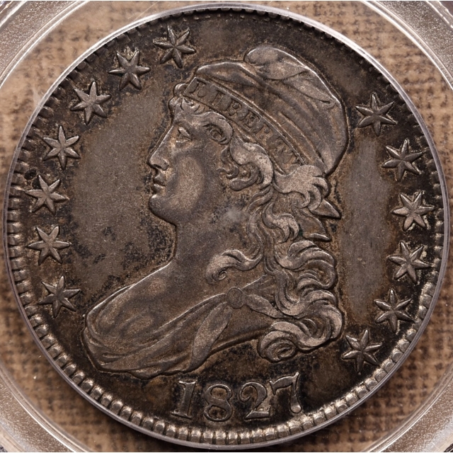 1827 O.110 R4- Square Base 2 Capped Bust Half Dollar PCGS XF45 CAC, ex. Brunner