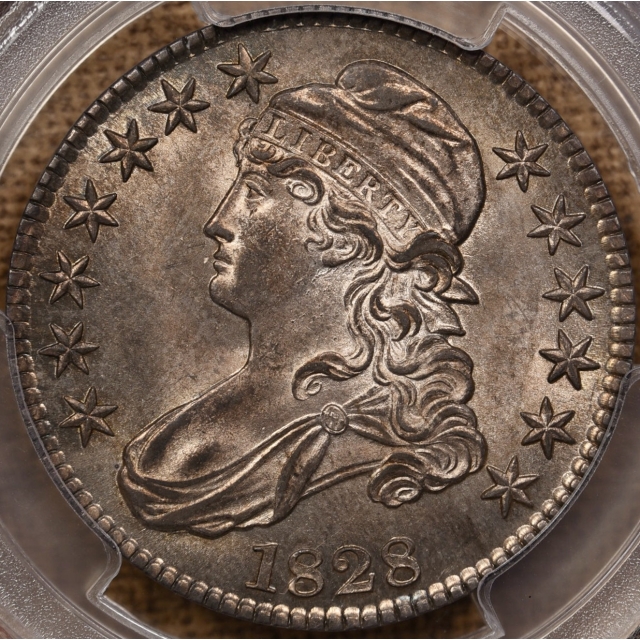 1828 O.118 Square 2, Small 8, Large Letters Capped Bust Half Dollar PCGS MS63 ex Link