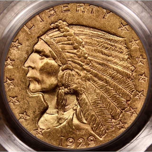 1929 $2.50 Indian Head PCGS MS63 CAC