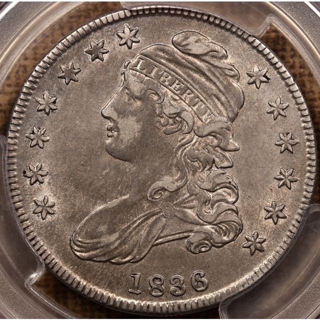 1836 O.113 Capped Bust Half Dollar PCGS XF45 CAC, ex. Brunner