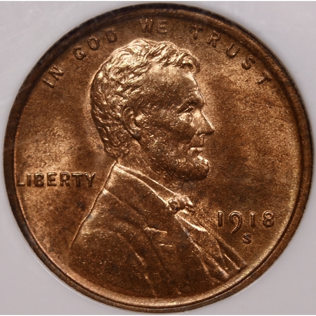 1918-S Lincoln Cent NGC MS64 RB CAC