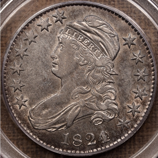 1824 Over Various Dates O.103 Capped Bust Half Dollar PCGS AU53, ex. Witham, Bugert