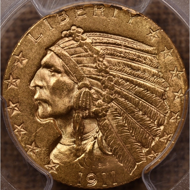 1911 $5 Indian Head Half Eagle PCGS MS63 CAC