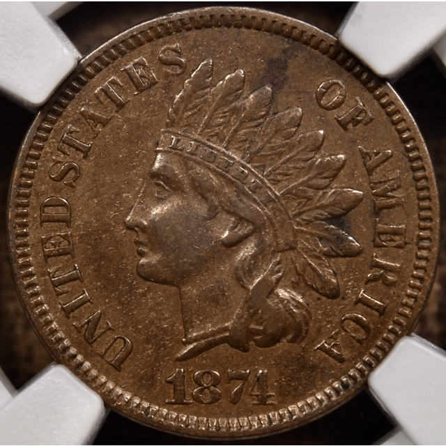 1874 Indian Cent NGC XF45 BN