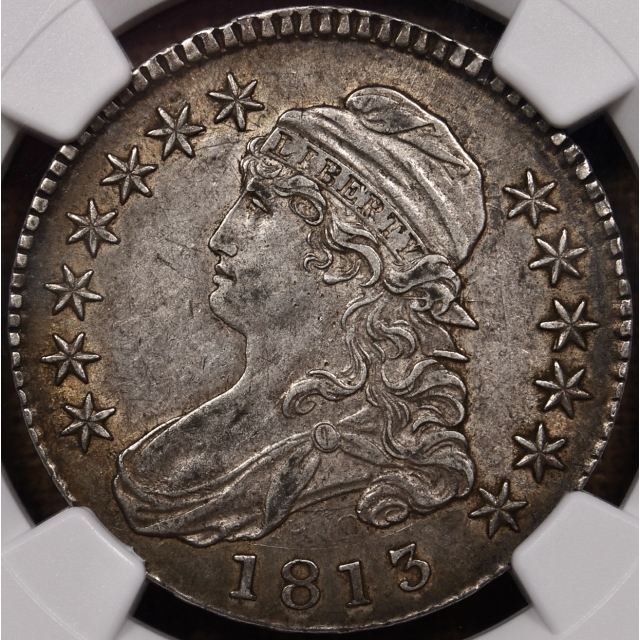 1813 O.107 VEDS Capped Bust Half Dollar NGC AU55, Magnificent...but