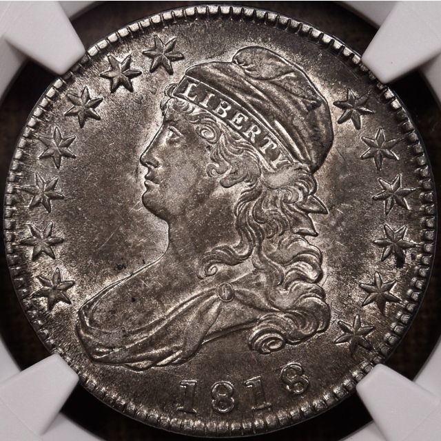 1818 O.108 Pincer 8s Capped Bust Half Dollar NGC AU50 CAC