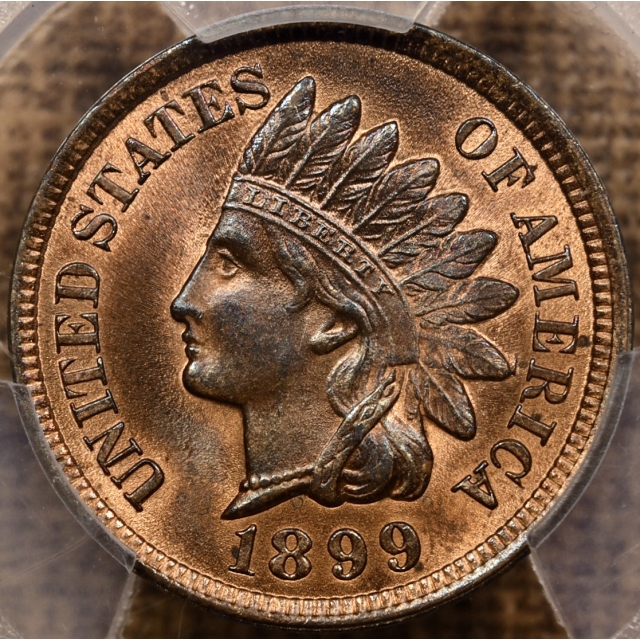 1899 Indian Cent PCGS MS64 RB, Die Chip not in Snow