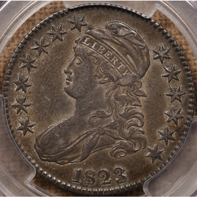 1823 O.112 Tall 3 Capped Bust Half Dollar PCGS XF45 CAC