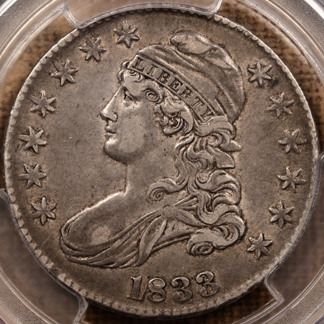 1833 O.102 Capped Bust Half Dollar PCGS XF40 CAC, ex. Brunner