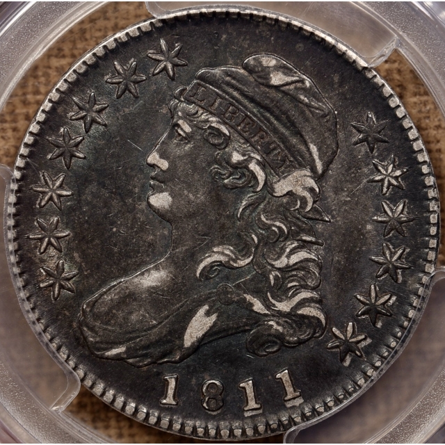 1811 O.105a Small 8 Capped Bust Half Dollar PCGS VF35, we grade XF45