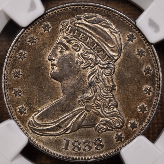 1838 GR-6 Capped Bust Half Dollar NGC AU58 CAC, Plate Coin From the Dick Graham Reference Collection