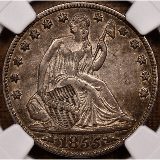 1855-O Arrows Seated Liberty Half Dollar NGC AU53