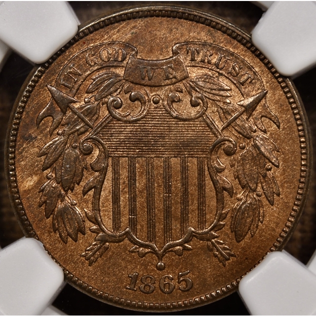 1865 Two Cent Piece NGC MS63 RB CAC
