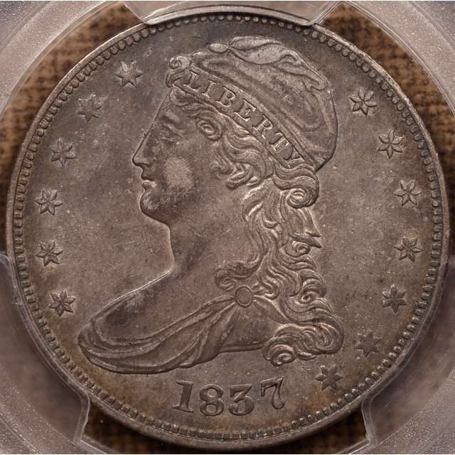1837 GR-13 Capped Bust Half Dollar, PCGS AU53 CAC, From the Dick Graham Reference Collection