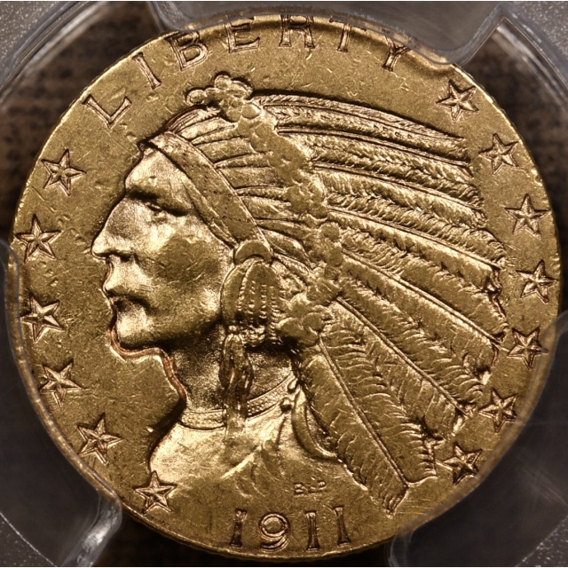 1911-S $5 Indian Head PCGS AU55 CAC