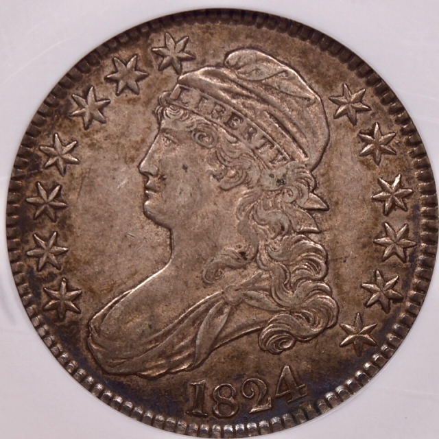 1824 O.106 R4 Capped Bust Half Dollar, NGC XF45