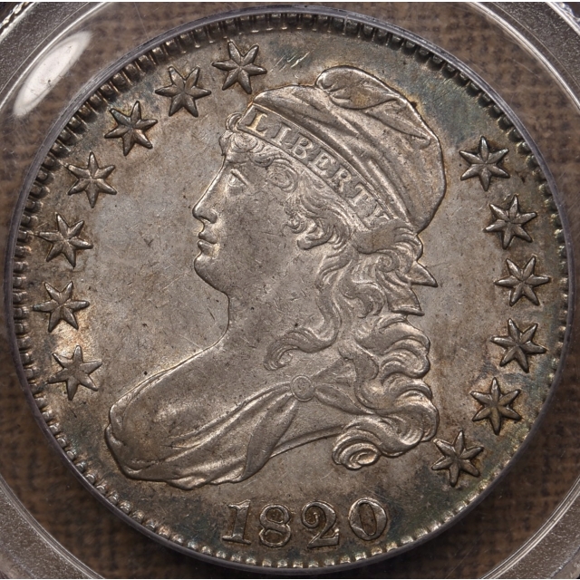 1820 O.106 Square 2 Large Date No Knob Capped Bust Half Dollar PCGS AU55 CAC
