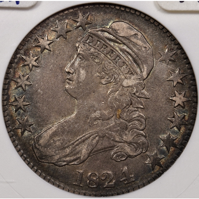 1824/4 O.110 Capped Bust Half Dollar old ANACS AU50