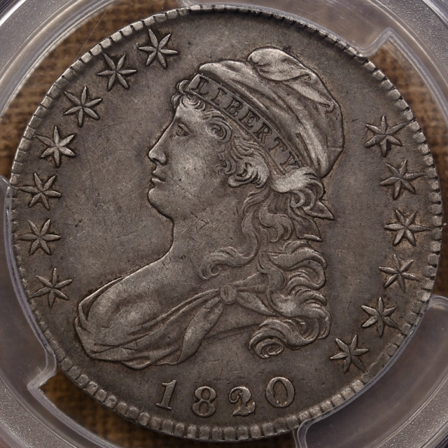 1820/19 O.101 Square Base 2 Capped Bust Half Dollar PCGS XF40 CAC