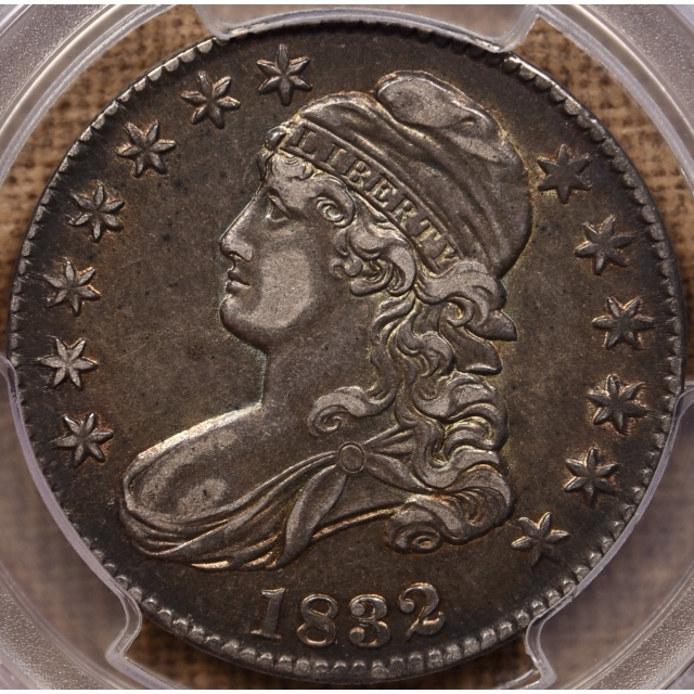 1832 O.101 EDS Large Letters Capped Bust Half Dollar PCGS XF45+ CAC, POP = 1!