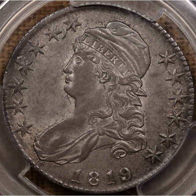 1819 O.113 Small Date Capped Bust Half Dollar PCGS AU55 CAC, ex. Davignon, Midwest collection