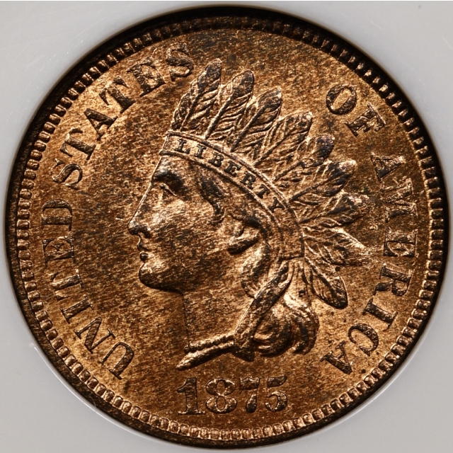 1875 Indian Cent NGC MS65 RB CAC