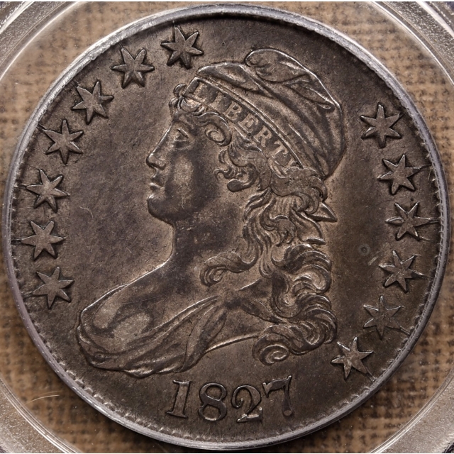 1827 O.133 R4 Square Base 2 Capped Bust Half Dollar PCGS XF40 CAC