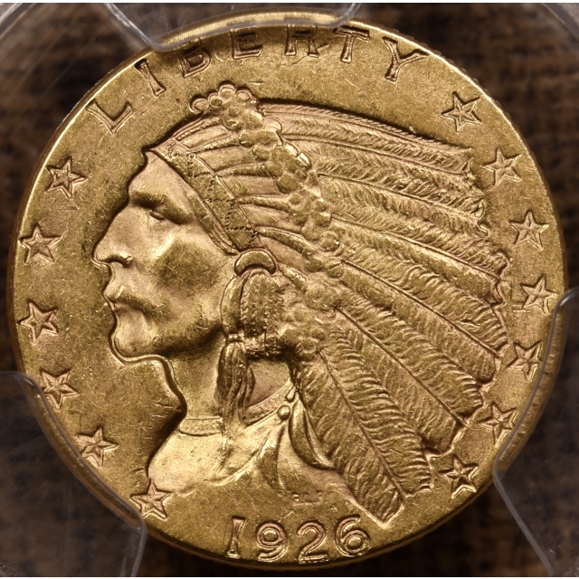 1926 $2.50 Indian Head PCGS MS62 CAC