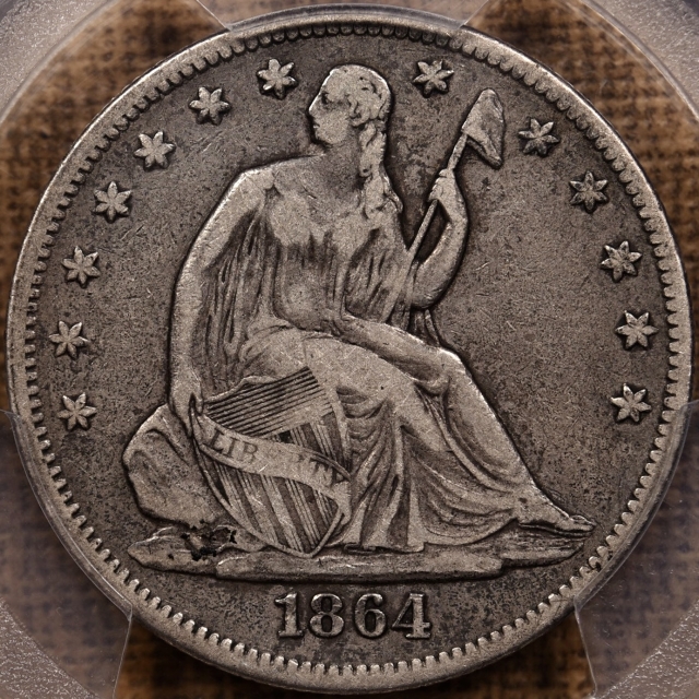 1864 Liberty Seated Half Dollar PCGS VF20