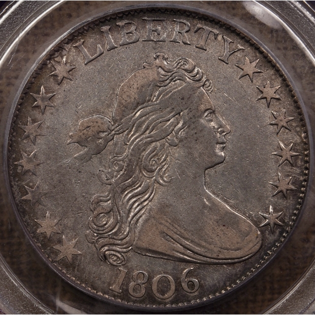 1806 O.125 R5 Pointed 6, Stem Draped Bust Half Dollar PCGS VF30 CAC, ex. Meyer