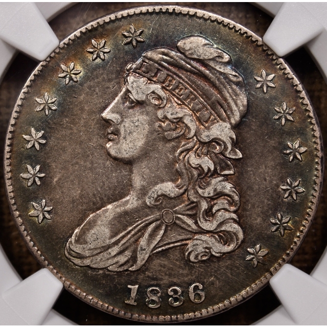 1836/1336 O.108a Capped Bust Half Dollar NGC XF40 COLOR!