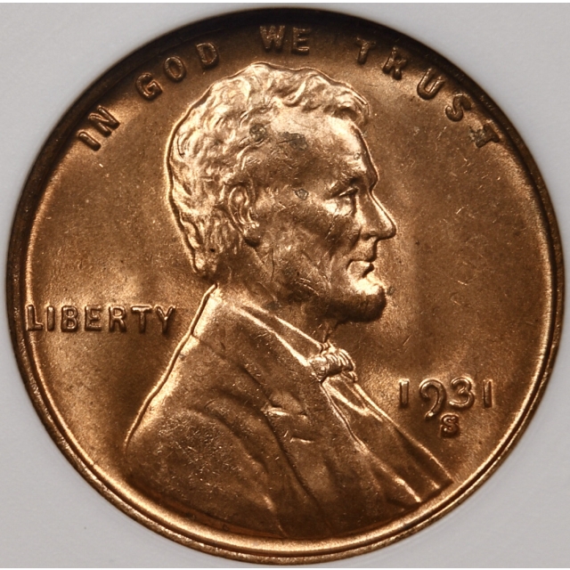 1931-S Lincoln Cent old ANACS MS64 RD, 1989 Collection