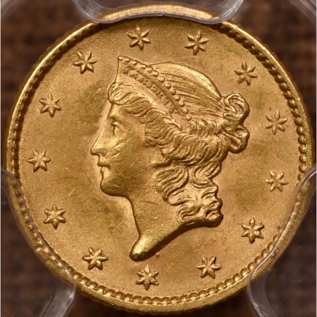 1852 Type 1 Gold Dollar PCGS MS63 CAC