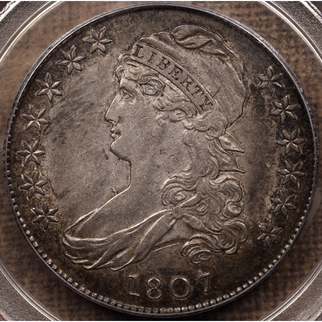 1807 O.111a R4+ Bearded Goddess Capped Bust Half Dollar PCGS AU53 OGH CAC, ex. Pryor