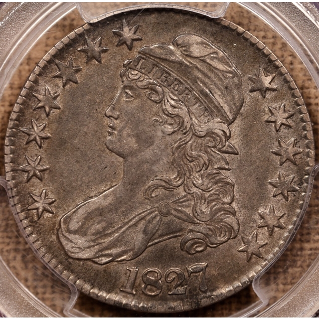 1827 O.109 R4- Square Base 2 Capped Bust Half Dollar PCGS XF45 CAC, ex. Brunner