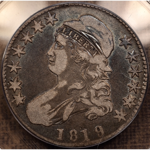 1819/8 O.104 Large 9 Capped Bust Half Dollar ANACS VF20 COLOR!