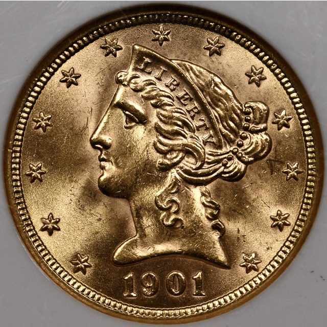 1901-S $5 Half Eagle NGC MS64 CAC