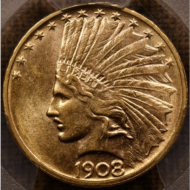 1908-D $10 No Motto Indian Head Eagle PCGS AU58 CAC