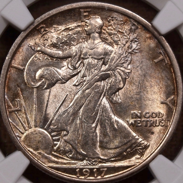 1917-D Obverse Walking Liberty Half Dollar 50C NGC AU58 (CAC)