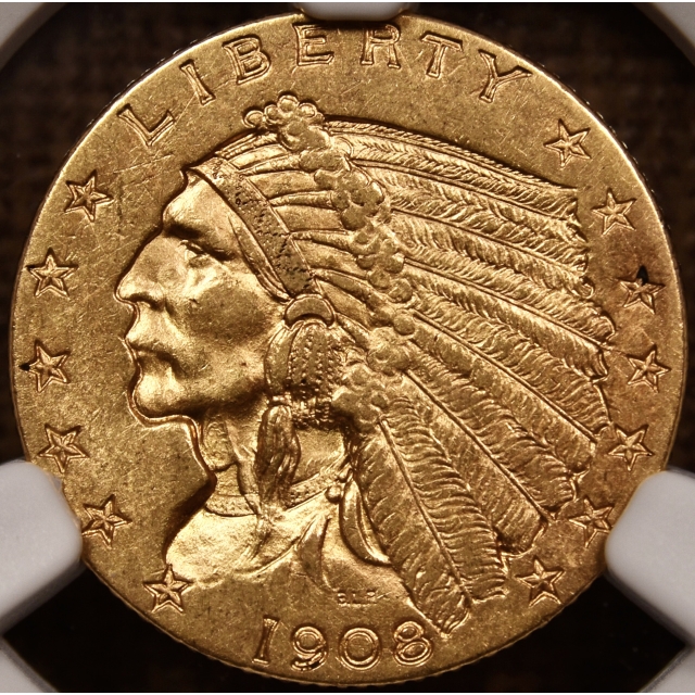 1908 Indian $2.50 NGC AU58