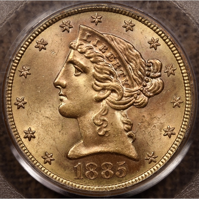1885-S $5 Liberty Head Half Eagle PCGS MS64 CAC