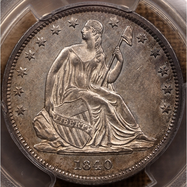 1840 WB-3 Repunched 0 Small Letters Liberty Seated Half Dollar PCGS AU55