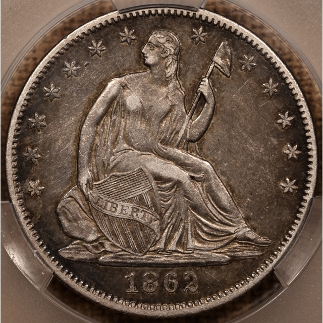 1862 Liberty Seated Half Dollar CACG XF40