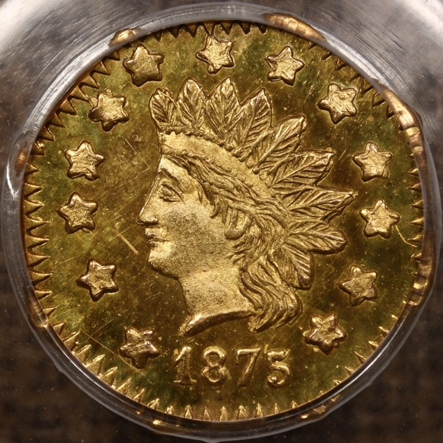 1875 BG-1125 California Fractional Gold Dollar PCGS MS65 PL