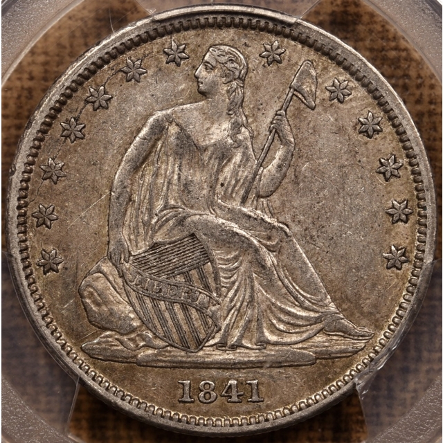 1841 WB-1 Repunched 18 Liberty Seated Half Dollar PCGS XF45